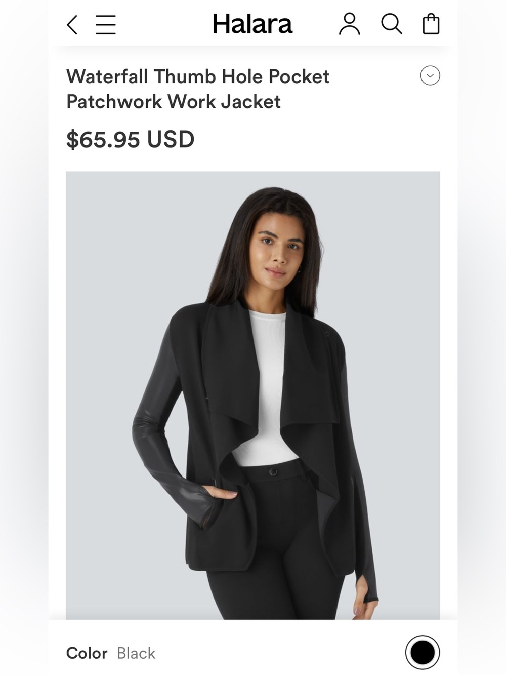 EUC HALARA Black Open-Front Draped Jacket - Medium